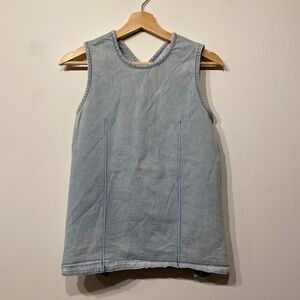 MARIOS Made in Italy Light Wash Denim Open Back Top